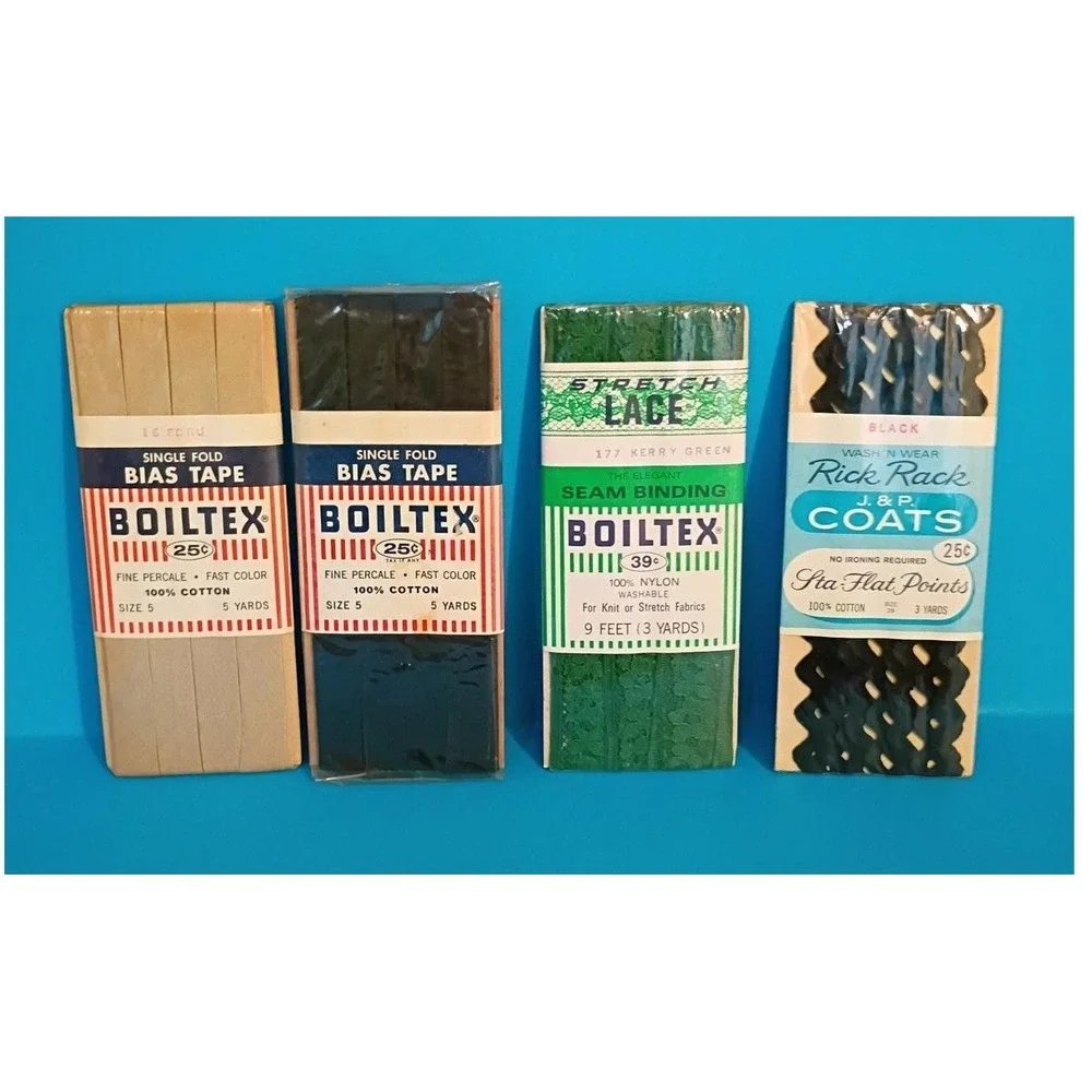 Vintage Boiltex‎ Bias Tape Seam Binding J & P Coats Rick Rack Sewing Notions Lot